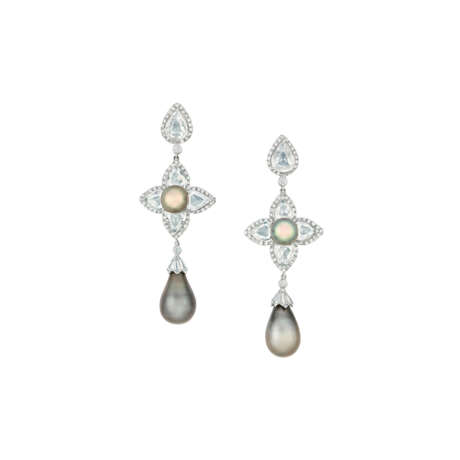 NATURAL PEARL AND DIAMOND EARRINGS - photo 1