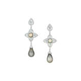 NATURAL PEARL AND DIAMOND EARRINGS - photo 1