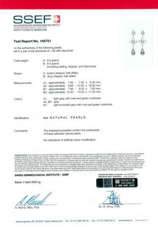 NATURAL PEARL AND DIAMOND EARRINGS - photo 2