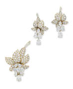 Diamanten. VAN CLEEF &amp; ARPELS SET OF DIAMOND &#39;FUCHSIA&#39; EARRINGS AND BROOCH