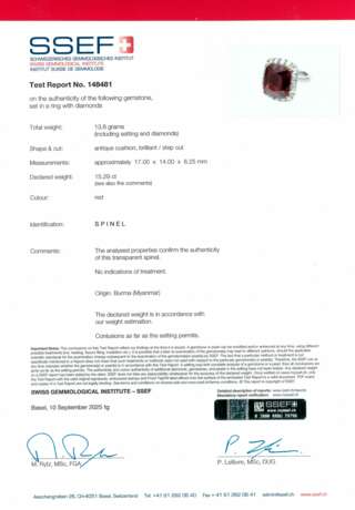 SPINEL AND DIAMOND RING - photo 2 SPINEL AND DIAMOND RING - photo 2