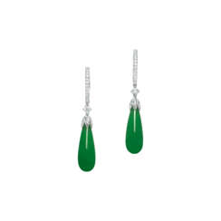 JADEITE AND DIAMOND EARRINGS