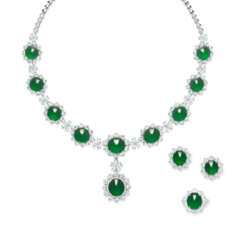 SUITE OF JADEITE AND DIAMOND JEWELLERY