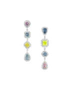 Coloured diamond. COLOURED DIAMOND AND DIAMOND EARRINGS