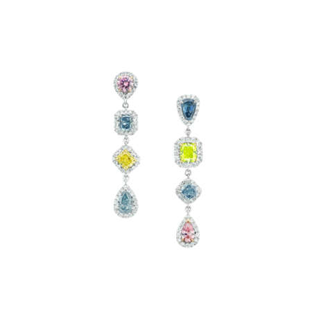 COLOURED DIAMOND AND DIAMOND EARRINGS - photo 1