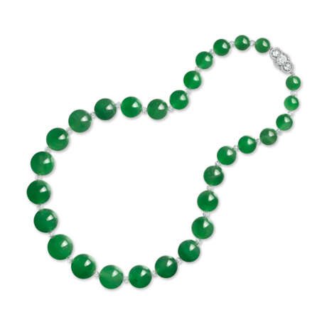 JADEITE BEAD AND DIAMOND NECKLACE - photo 2