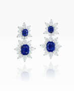 Сапфир. A SUPERB PAIR OF SAPPHIRE AND DIAMOND EARRINGS Сапфир. A SUPERB PAIR OF SAPPHIRE AND DIAMOND EARRINGS