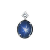STAR SAPPHIRE AND DIAMOND PENDANT - photo 1