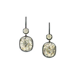 COLOURED DIAMOND AND DIAMOND EARRINGS