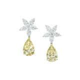 COLOURED DIAMOND AND DIAMOND EARRINGS - photo 1