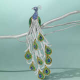 HARRY WINSTON EMERALD, SAPPHIRE AND DIAMOND `PEACOCK` BROOCH - photo 1