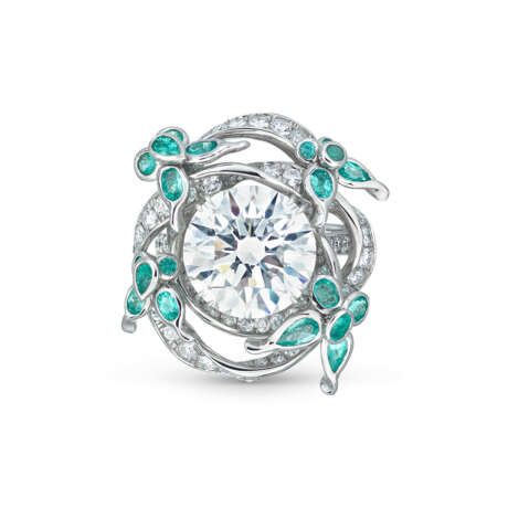 ANNA HU DIAMOND AND PARA&#205;BA TOURMALINE `BESPOKE DANCING BUTTERFLY` RING - фото 3