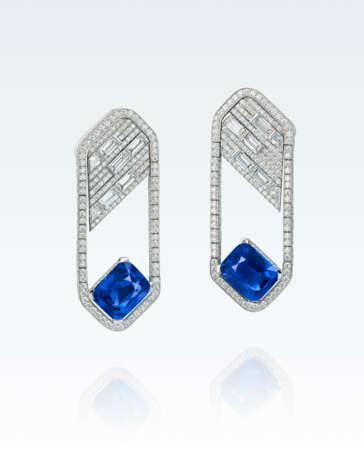 BUCHERER SAPPHIRE AND DIAMOND EARRINGS - photo 1