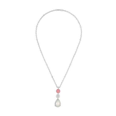 NATURAL PEARL, CONCH PEARL AND DIAMOND NECKLACE - photo 2