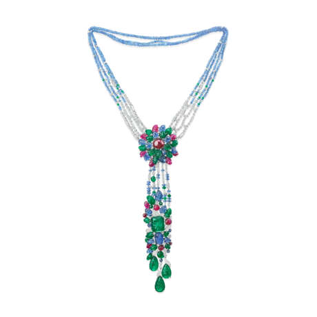 A UNIQUE MULTI-GEM `TUTTI FRUTTI` NECKLACE AND BROOCH, BY CARTIER - фото 2