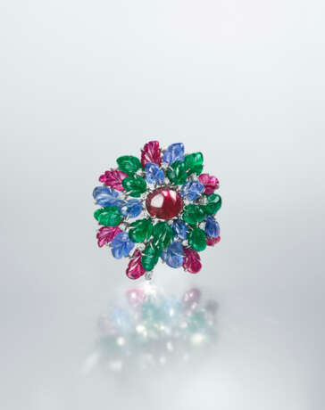 A UNIQUE MULTI-GEM `TUTTI FRUTTI` NECKLACE AND BROOCH, BY CARTIER - фото 6