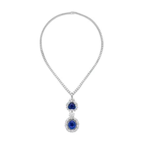 SAPPHIRE AND DIAMOND PENDENT NECKLACE - photo 1