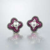 JAR NATURAL PEARL, RUBY AND DIAMOND EARRINGS - photo 1