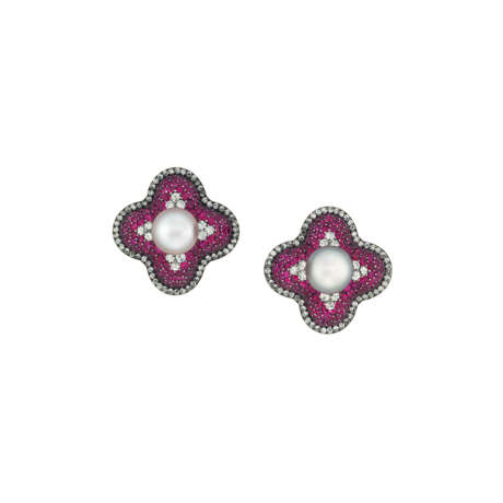 JAR NATURAL PEARL, RUBY AND DIAMOND EARRINGS - photo 2