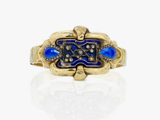 A bangle with blue enamel and rose-cut diamonds - фото 2