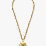 A necklace with locket pendant set with an emerald and rose-cut diamonds - фото 2