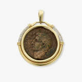 A coin pendant with small brilliant-cut diamonds - фото 1