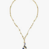 A parure with necklace, stud earrings, and ring with lapis lazuli and cultured pearls - фото 2