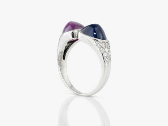A ring with pink and blue sapphire and diamonds - фото 3 A ring with pink and blue sapphire and diamonds - фото 3