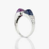 A ring with pink and blue sapphire and diamonds - фото 3