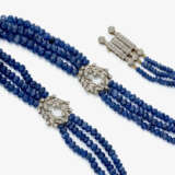 A three-strand Collier-de-chien made of sapphire rondelles with brilliant-cut diamonds - photo 1