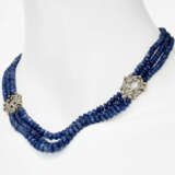 A three-strand Collier-de-chien made of sapphire rondelles with brilliant-cut diamonds - photo 2