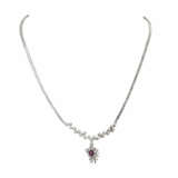 Collier mit Rubin und Diamanten zusammen ca. 2,5 ct, - Foto 1