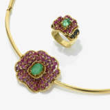A necklace and ring with rubies, sapphires, and emeralds - photo 1