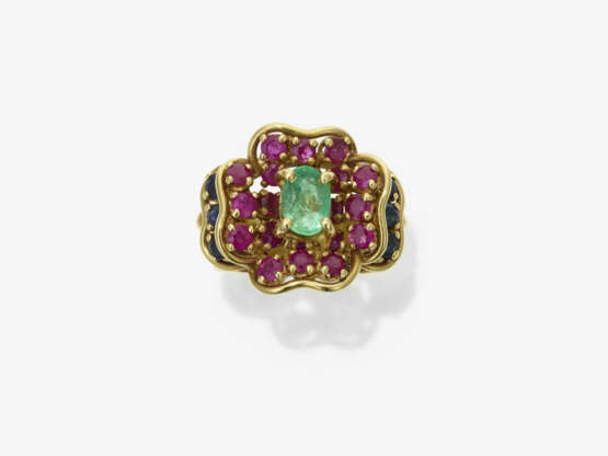 A necklace and ring with rubies, sapphires, and emeralds - photo 2