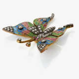 A historical butterfly brooch decorated with plique-à-jour enamel and diamonds - фото 2