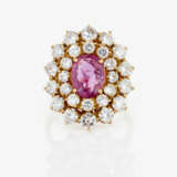 A ring with pink sapphire and brilliant-cut diamonds - фото 2