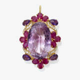 Anhänger/Brosche mit Amethysten, weißen und pinken Saphiren - Foto 1