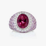 A ring with pink tourmaline, pink sapphires, and brilliant-cut diamonds - фото 2