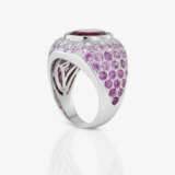 A ring with pink tourmaline, pink sapphires, and brilliant-cut diamonds - фото 3