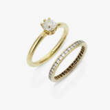 A solitaire ring and eternity ring adorned with old- and octagonal-cut diamonds - photo 1