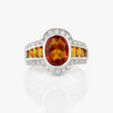 A pair of clip earrings and a ring with citrines and brilliant-cut diamonds - photo 2