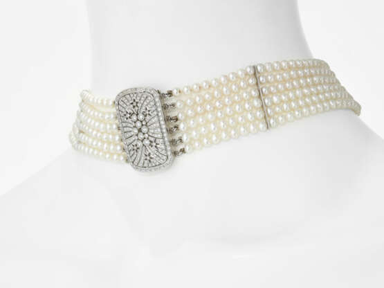 A six-strand Collier-de-chien with cultured pearls and diamonds - фото 3 A six-strand Collier-de-chien with cultured pearls and diamonds - фото 3
