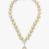 A cultured pearl necklace with brilliant-cut diamonds, citrine, and amethysts - photo 2