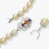 A cultured pearl necklace with brilliant-cut diamonds, citrine, and amethysts - photo 3