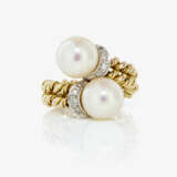 A ring with cultured pearls and small brilliant-cut diamonds - photo 2