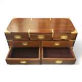 19th Century English Campaign Marine Chest of Drawers in Mahogany Metal 19th century - photo 3