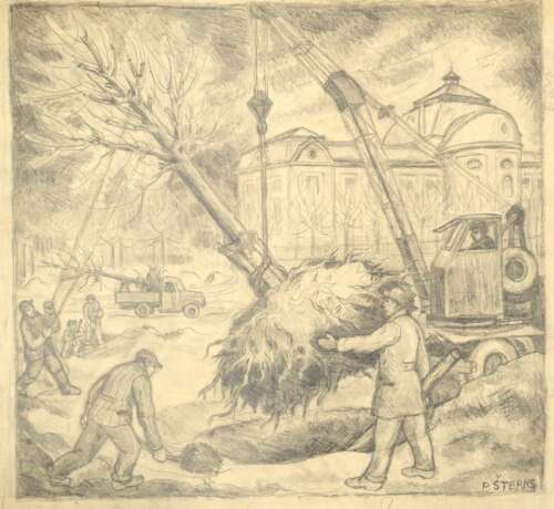 Works at the State Art Museum Black pencil watercolor Early 20th century - photo 1 Works at the State Art Museum Black pencil watercolor Early 20th century - photo 1