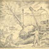 &OElig;uvres au Mus&eacute;e d&amp;39;art national Black pencil watercolor Early 20th century - photo 1