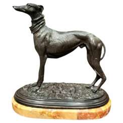 19th Century Statue of a Greyhound in Bronze, in the Style of Pierre-Jules Mêne