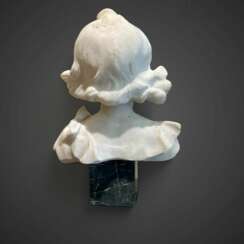 Late 19th-Century Carrara Marble Bust of a Young Girl